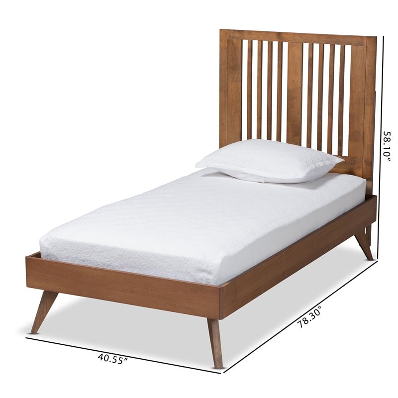 Baxton Studio Takeo Transitional Ash Walnut Finished Wood Twin Size Platform Bed