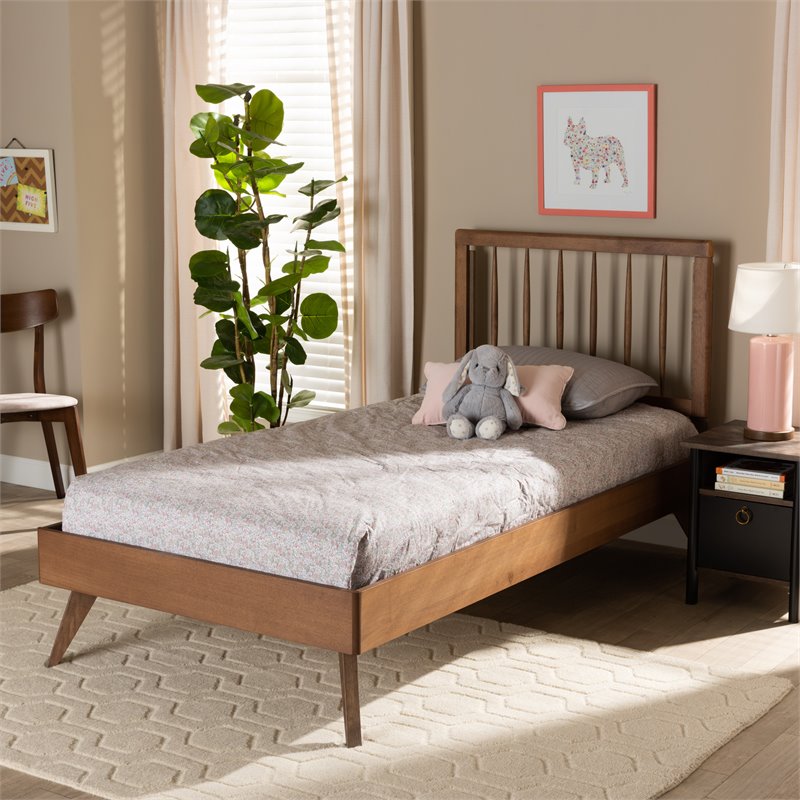Baxton Studio Toru Ash Walnut Finished Wood Twin Size Platform Bed