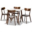 Baxton Studio Brown Wood 5-Piece Dining Set with Faux Marble Dining Table