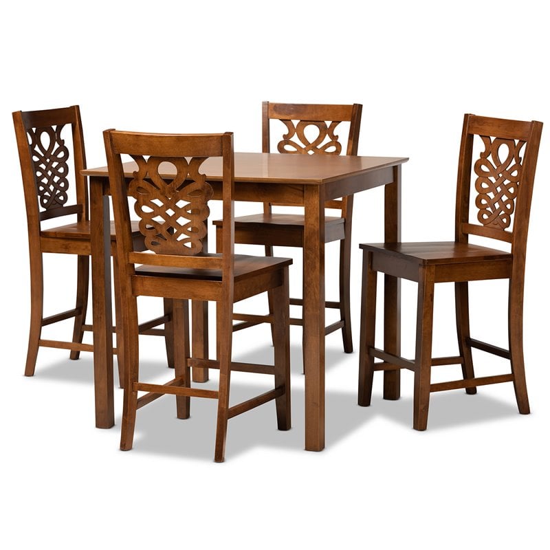 Baxton Studio Gervais Walnut Brown Finished Wood 5-Piece Pub Set