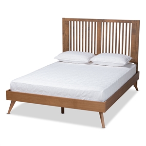 Baxton Studio Takeo Transitional Ash Walnut Finished Wood King Size Platform Bed