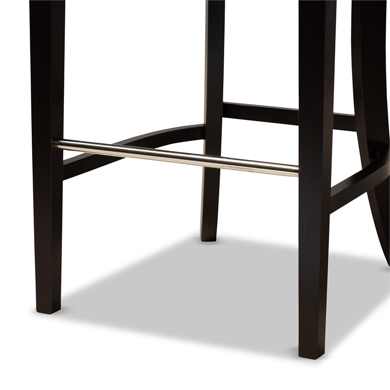 Baxton Studio Aldon Grey and Brown Finished Wood 2-Piece Bar Stool Set