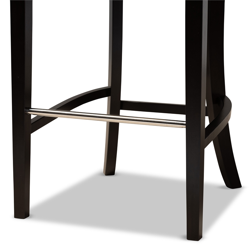 Baxton Studio Chloe Navy Blue and Dark Brown Finished Wood 2-Piece Bar Stool Set