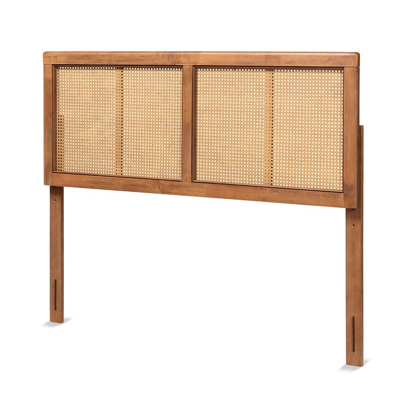 Baxton Studio Gilbert Walnut Finished Wood and Rattan King Size Headboard