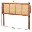 Baxton Studio Harris Walnut Finished Wood and Rattan Full Size Headboard
