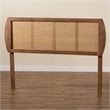 Baxton Studio Harris Walnut Finished Wood and Rattan Queen Size Headboard