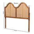 Baxton Studio Hazel Walnut Finished Wood and Rattan Full Size Arched Headboard