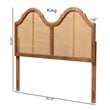 Baxton Studio Hazel Walnut Finished Wood and Rattan Full Size Arched Headboard