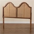 Baxton Studio Hazel Walnut Finished Wood and Rattan King Size Arched Headboard