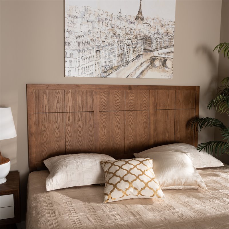 Baxton Studio Monroe Walnut Finished Wood King Size Headboard