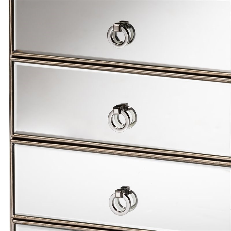 Baxton Studio Ewan Contemporary Glam and Luxe Mirrored 3-Drawer End Table