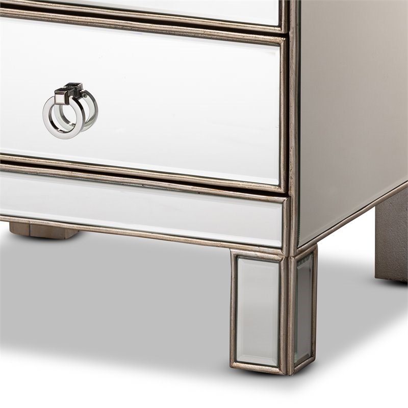 Baxton Studio Ewan Contemporary Glam and Luxe Mirrored 3-Drawer End Table