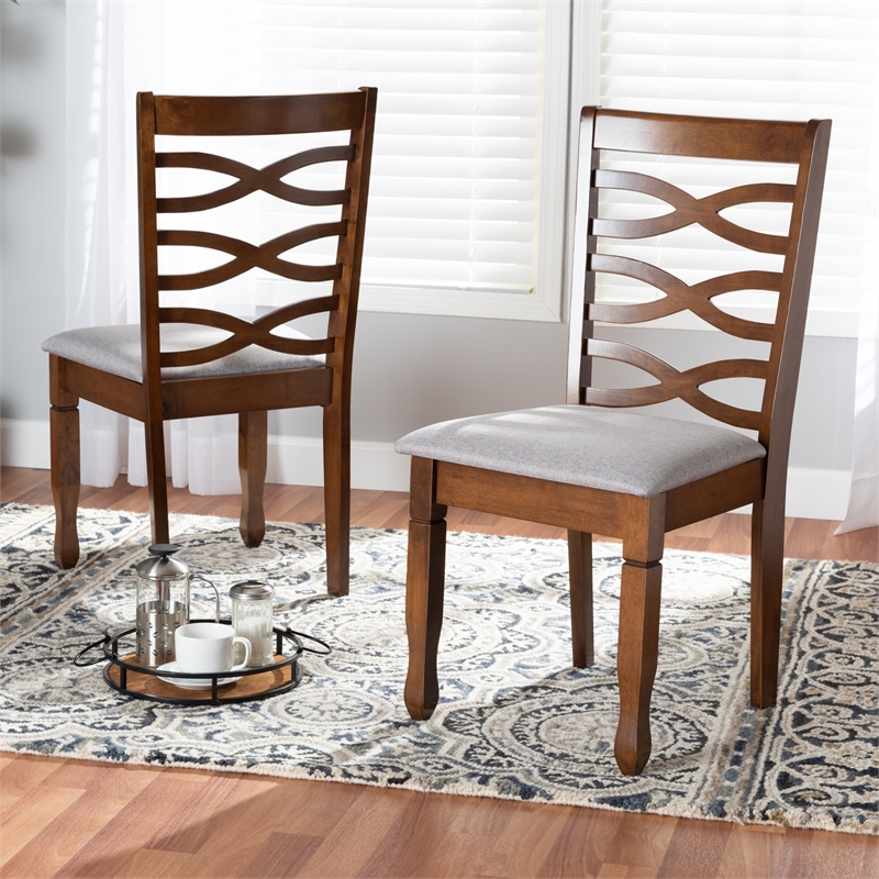 Baxton Studio Lanier Grey and Brown Finished Wood 2-Piece Dining Chair Set