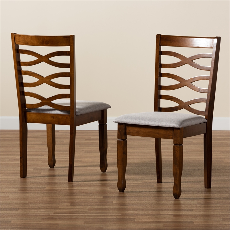Baxton Studio Lanier Grey and Brown Finished Wood 2-Piece Dining Chair Set