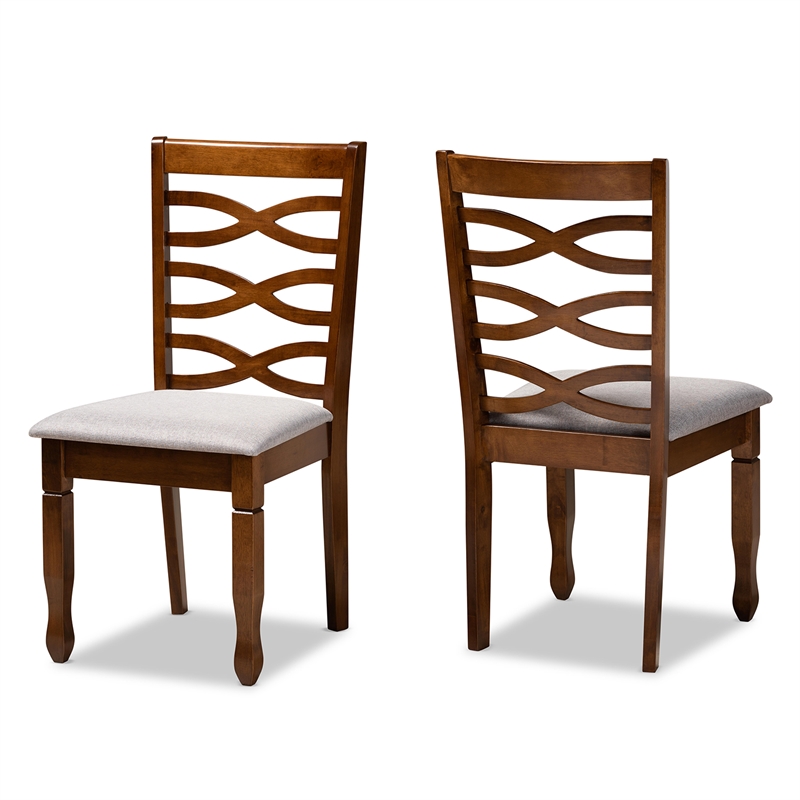 Baxton Studio Lanier Grey and Brown Finished Wood 2-Piece Dining Chair Set