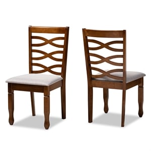 Baxton Studio Lanier Grey and Brown Finished Wood 2-Piece Dining Chair Set