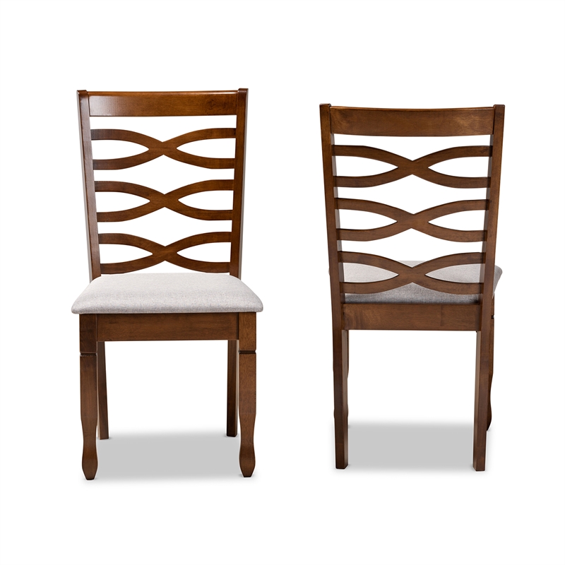 Baxton Studio Lanier Grey and Brown Finished Wood 2-Piece Dining Chair Set