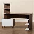 Baxton Studio White and Brown Finished Wood Storage Computer Desk with Shelves