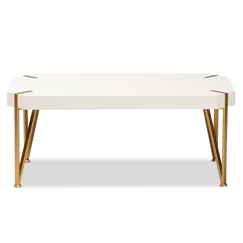 Baxton Studio Kassa Gold Metal and White Finished Wood Coffee Table
