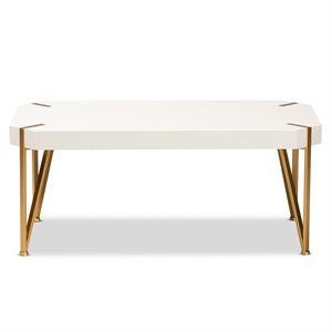 baxton studio kassa gold metal and white finished wood coffee table