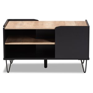 baxton studio lilith brown finished wood and metal 3-tier coffee table