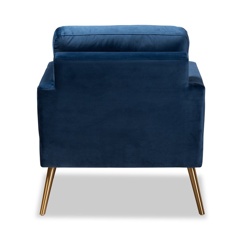 Baxton Studio Leland Navy Blue Gold Finished Armchair