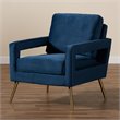 Baxton Studio Leland Navy Blue Gold Finished Armchair