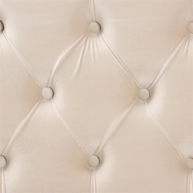 Baxton Studio Beige Velvet Upholstered Storage Ottoman in Gold PU Leather Base