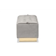 Baxton Studio Grey Velvet Fabric Upholstered and Gold PU Leather Storage Ottoman