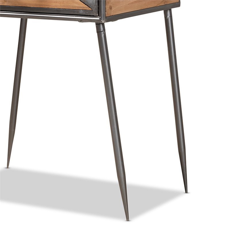 Baxton Studio Laurel Grey Metal and Whitewashed Brown Wood 1-Drawer End Table