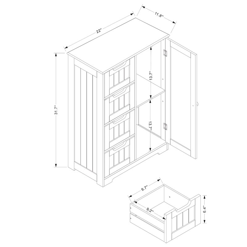 Baxton Studio Bauer White Finished Wood 4-Drawer Bathroom Storage Cabinet