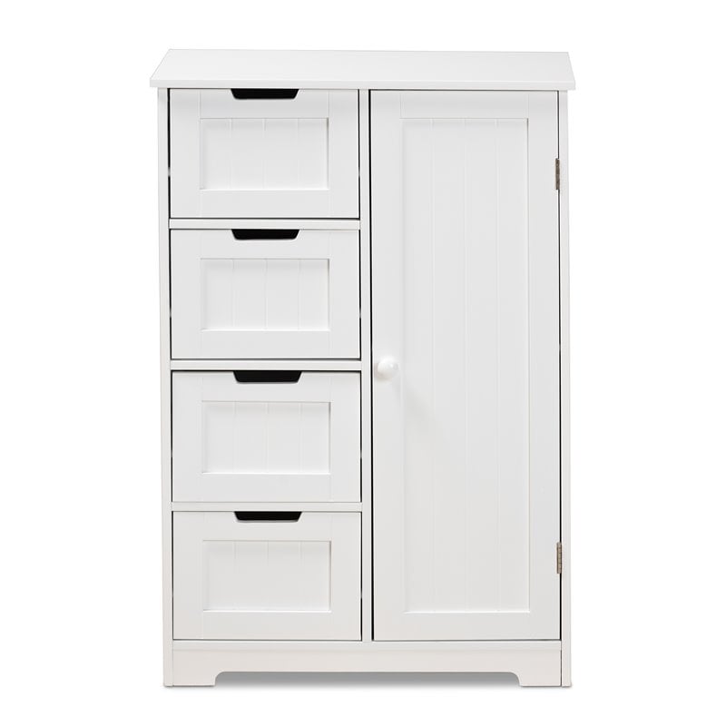 Baxton Studio Bauer White Finished Wood 4-Drawer Bathroom Storage Cabinet