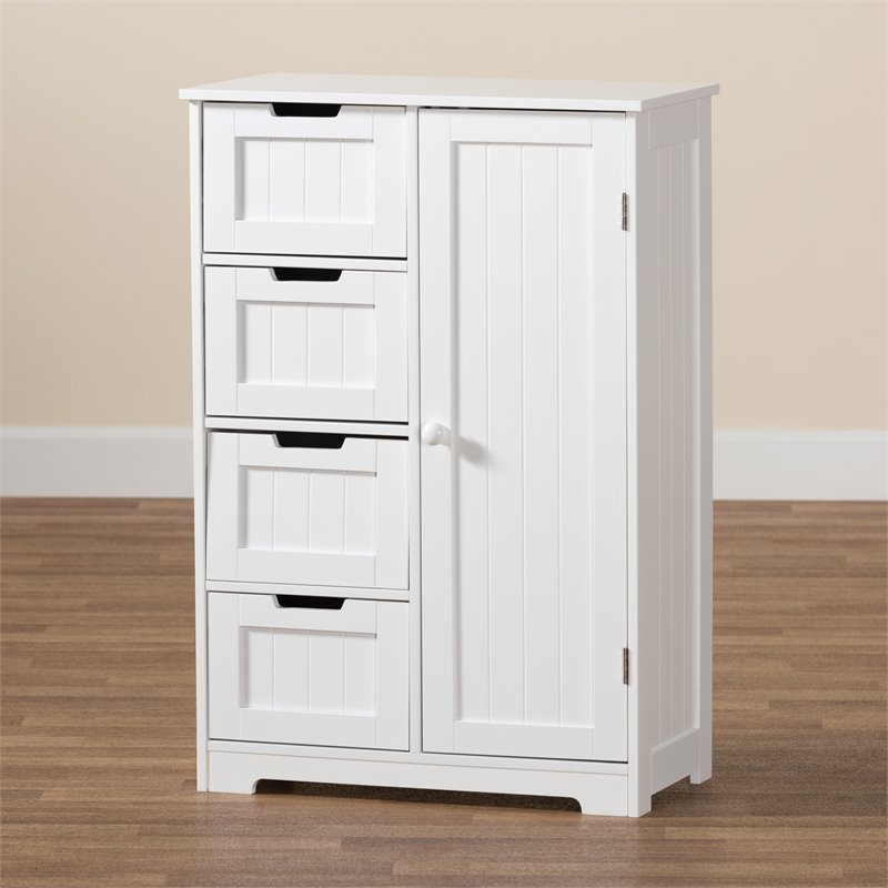 Baxton Studio Bauer White Finished Wood 4-Drawer Bathroom Storage Cabinet