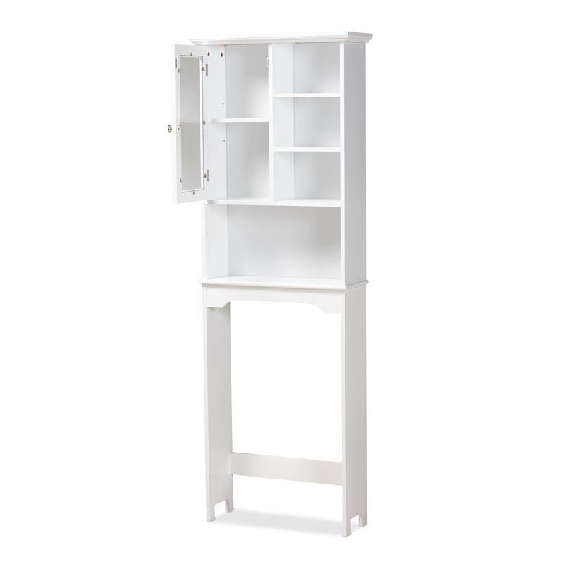 Baxton Studio Campbell White Finished Wood Over the Toilet Bathroom Cabinet