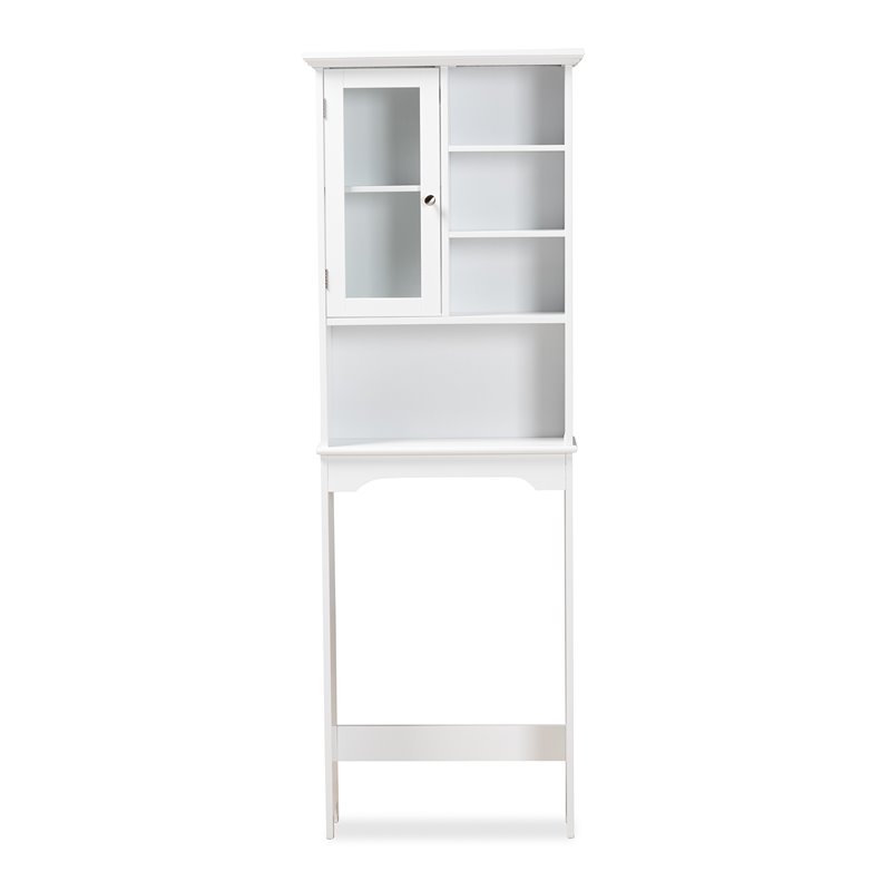 Baxton Studio Campbell White Finished Wood Over the Toilet Bathroom Cabinet