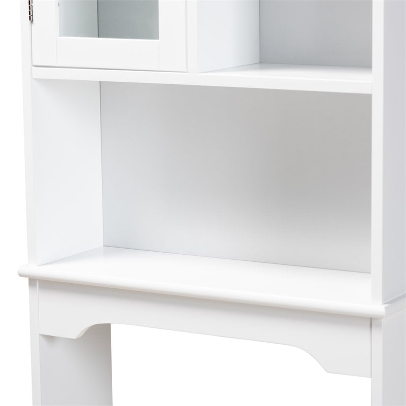 Baxton Studio Campbell White Finished Wood Over the Toilet Bathroom Cabinet
