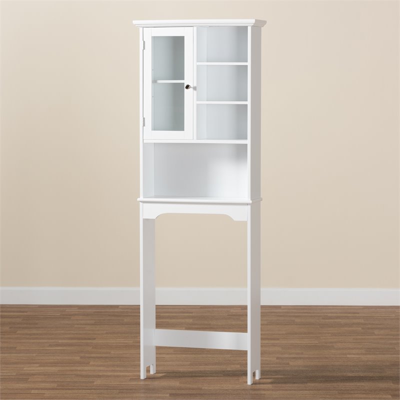 Baxton Studio Campbell White Finished Wood Over the Toilet Bathroom Cabinet