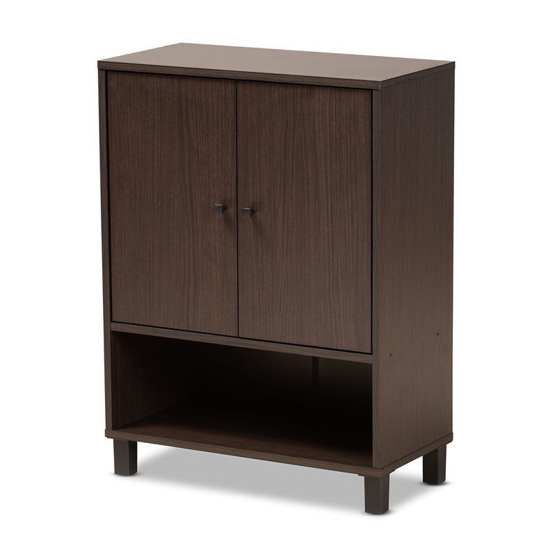Baxton Studio Rossin Dark Brown Finished Wood 2-Door Entryway Shoe Cabinet