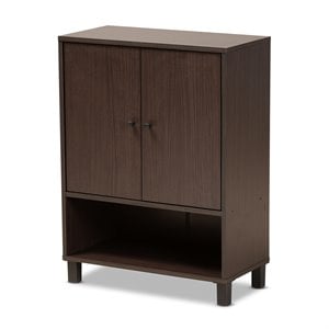 Baxton Studio Rossin Dark Brown Finished Wood 2-Door Entryway Shoe Cabinet