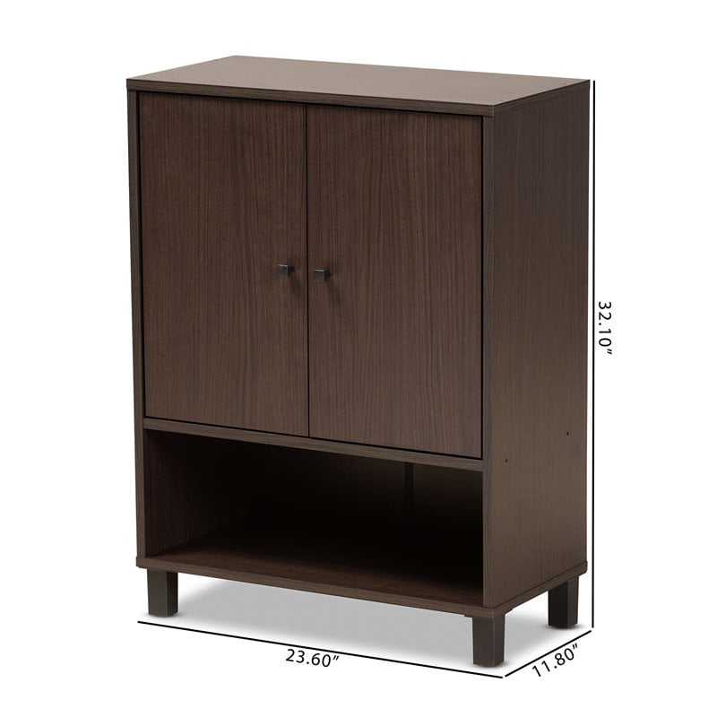 Baxton Studio Rossin Dark Brown Finished Wood 2-Door Entryway Shoe Cabinet