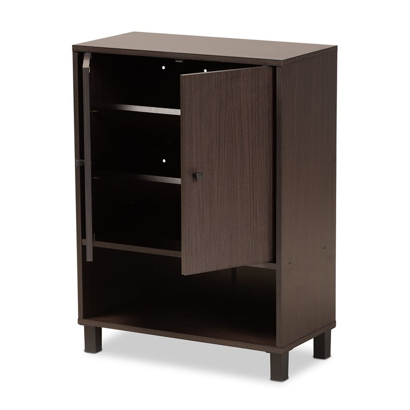 Baxton Studio Rossin Dark Brown Finished Wood 2-Door Entryway Shoe Cabinet