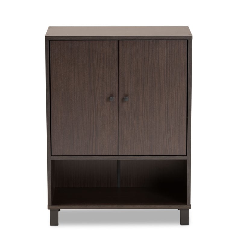 Baxton Studio Rossin Dark Brown Finished Wood 2-Door Entryway Shoe Cabinet