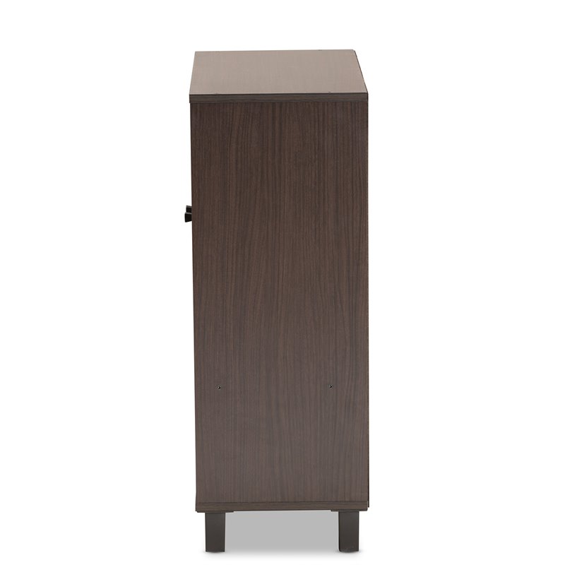 Baxton Studio Rossin Dark Brown Finished Wood 2-Door Entryway Shoe Cabinet