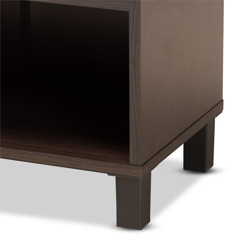 Baxton Studio Rossin Dark Brown Finished Wood 2-Door Entryway Shoe Cabinet