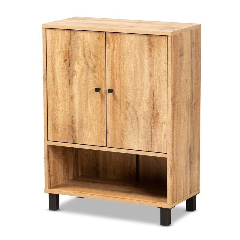 Baxton Studio Rossin Oak Brown Finished Wood 2-Door Entryway Shoe Cabinet