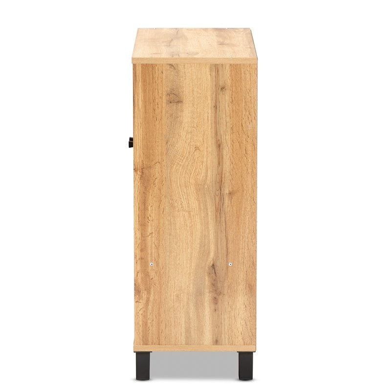 Baxton Studio Rossin Oak Brown Finished Wood 2-Door Entryway Shoe Cabinet