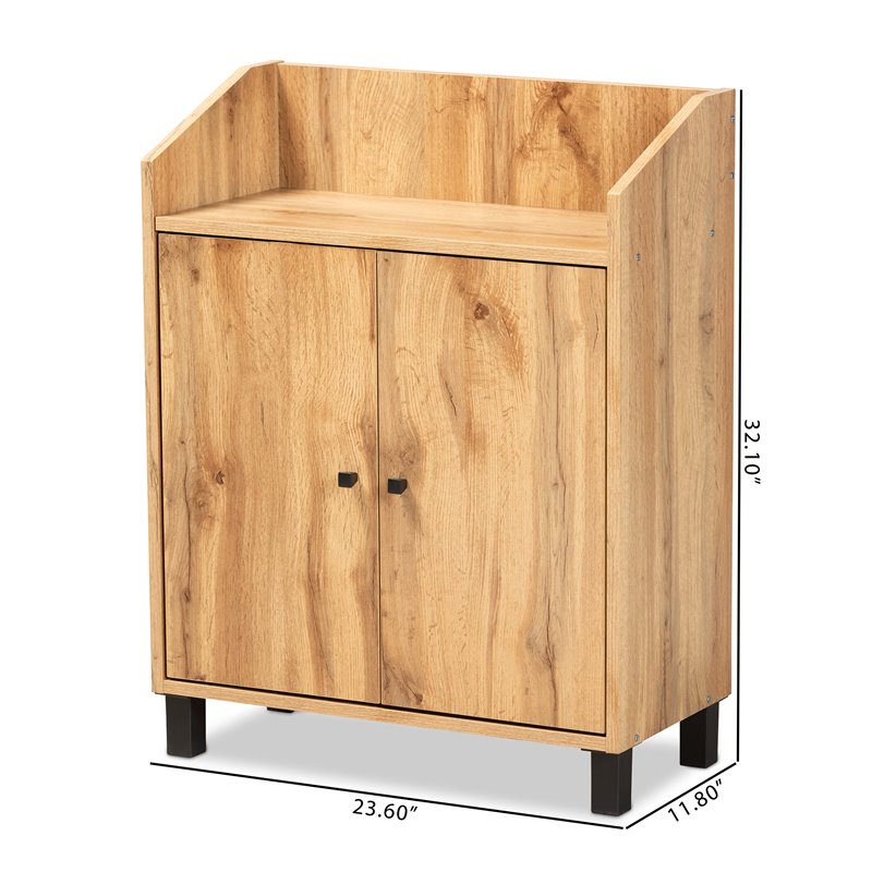 Baxton Studio Rossin Oak Brown Finished Wood 2-Door Entryway Shoe Cabinet