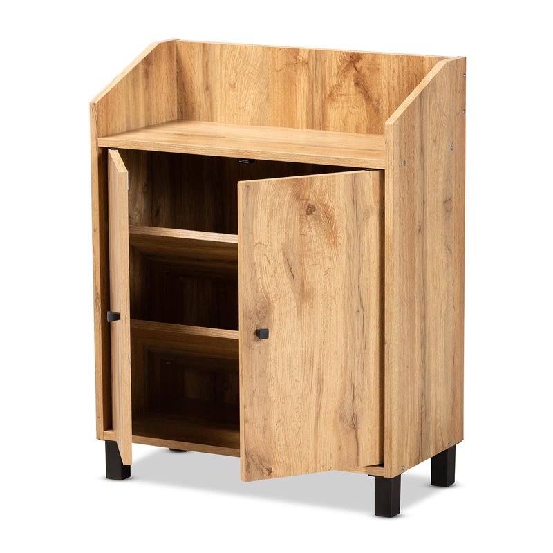 Baxton Studio Rossin Oak Brown Finished Wood 2-Door Entryway Shoe Cabinet