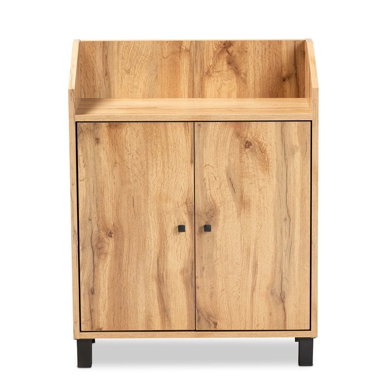 Baxton Studio Rossin Oak Brown Finished Wood 2-Door Entryway Shoe Cabinet