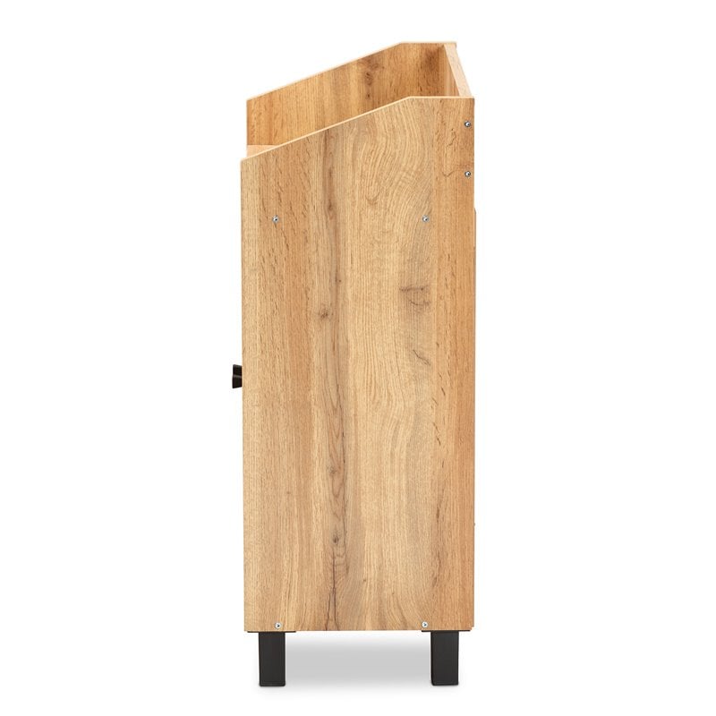 Baxton Studio Rossin Oak Brown Finished Wood 2-Door Entryway Shoe Cabinet